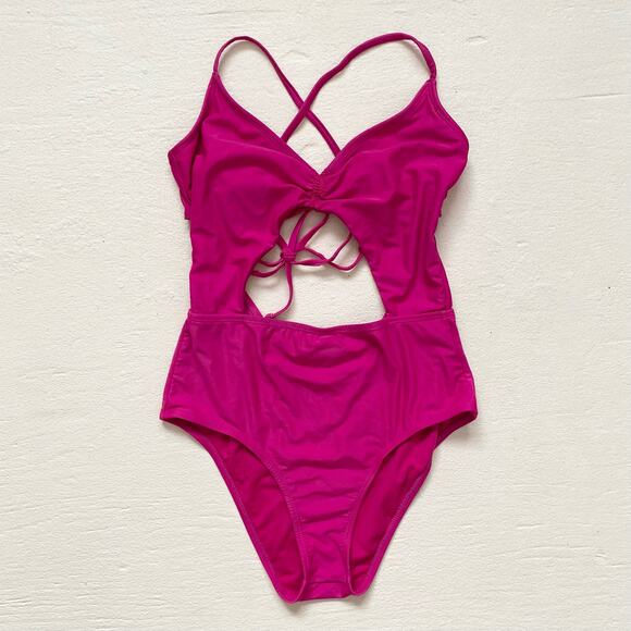 BP Pink Cutout One Piece Swimsuit, Size XS - Picture 1 of 8
